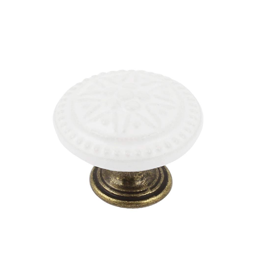 New Lon0167 White Textured Featured Graven Flower Metal reliable efficacy Door Drawer Pull Handle Knob 1.3" Dia(id:fbd 2a 7a 72c)