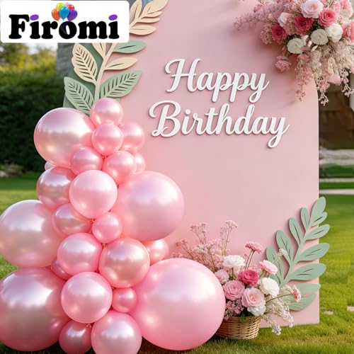 Image of Firomi Pearl Light Pink Balloons 5-inch 100 Pack (with 2 Ribbons)
