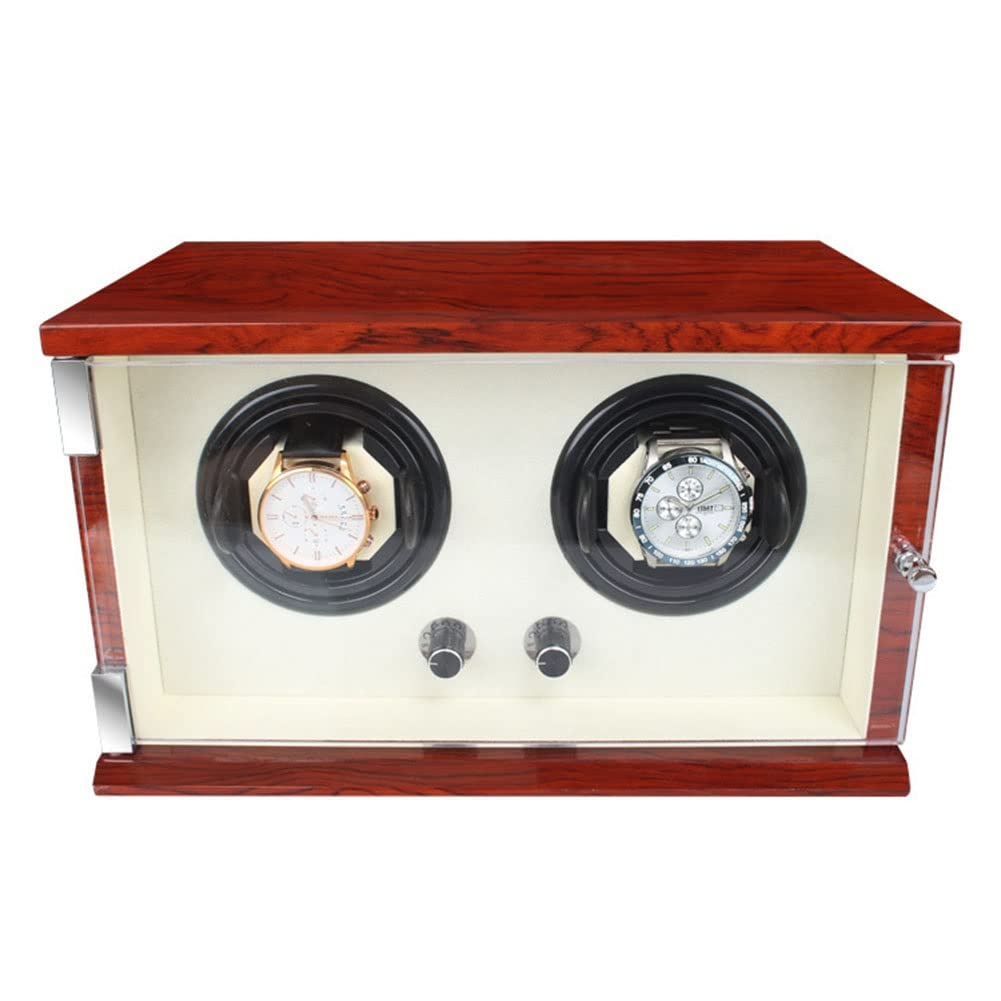 CGCSYZ Double Watch Winder For Automatic Watches With Quiet Motor Self Winding Watches Shaker Spinner Wooden Watch Turner Rotator Display Case 5 Modes Rotation PU Leather Interior LED Light (Brown a)
