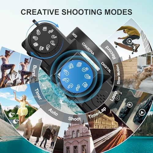 6K 64MP Digital Cameras for Photography and Vlogging with WIFI, 64GB TF Card, 16X Digital Zoom Portable Compact Photo Camera with Microphone, Macro & Wide-Angle Lens for YouTube, Travel, Beginners - Image 3