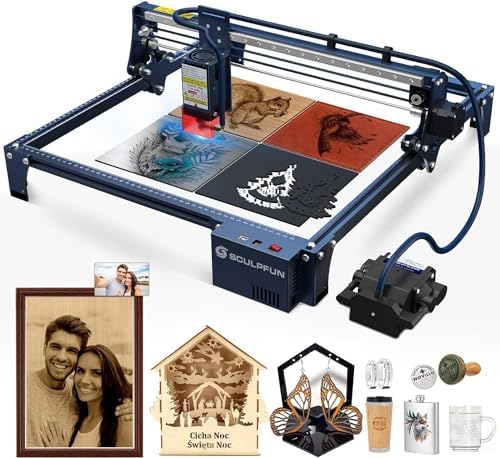 Sculpfun S30 Pro Max Laser Engraving Machine,Industrial 20000mW Laser Cutter Metal,Automatic Air Assistant 30 L/min,10X Lifespan Laser Engraver for Wood and Metal,Area Expandable to 36.8"x35.6"