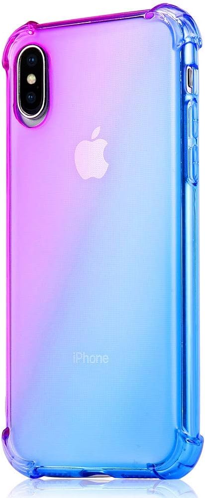 BOFTALE Clear iPhone Xs Max Case, Gradient Slim Soft TPU Shockproof Protective Phone Case for Girls Women Compatible with iPhone Xs Max (Purple Blue)