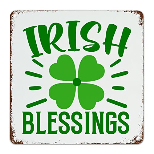 CowkissSign Irish Blessings - Letrero de metal para pared, diseño de tréboles, citas de San Patricio, letrero de metal de la suerte de los irlandeses Feliz Día de San Patricio, letrero de pared retro