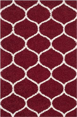 Image of Carpet for Hallway, Kitchen, and Modern Interiors, Cozy Shag Runner for Living Room, Entryway & Office Decor Size 2x5 feet Red M