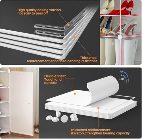 Image of Premium Multipurpose Modular 𝟔 𝐒𝐇𝐄𝐋𝐅 Plastic Shoe Rack for Home with 3 Door | Stackable Organizer | Waterproof & Dustproof | Space Saving Storage for Home, Bedroom & Entryway - White