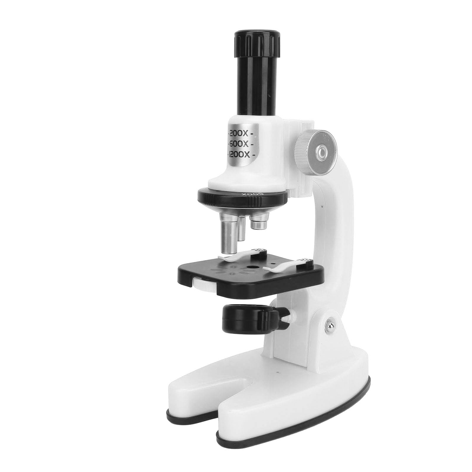 CHICIRIS Kit Microscopio per Bambini, Microscopio per Bambini 1200X con Lente in Vetro Ottico, Ingrandimento 200X 600X 1200X, Supporto per Telefono con Luce a LED Base Girevole per Studenti (WHITE)