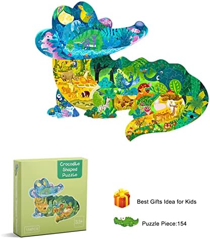 Kids Animal Puzzles, 154 Piece Crocodile Shaped Jigsaw Puzzles for Kids Ages 8,9,10,11,12 Boys and Girls Toy Puzzles, Family Puzzle Games for Children, Kids Educational Puzzle Birthday Gifts 6 51kn8DXeCuL. AC