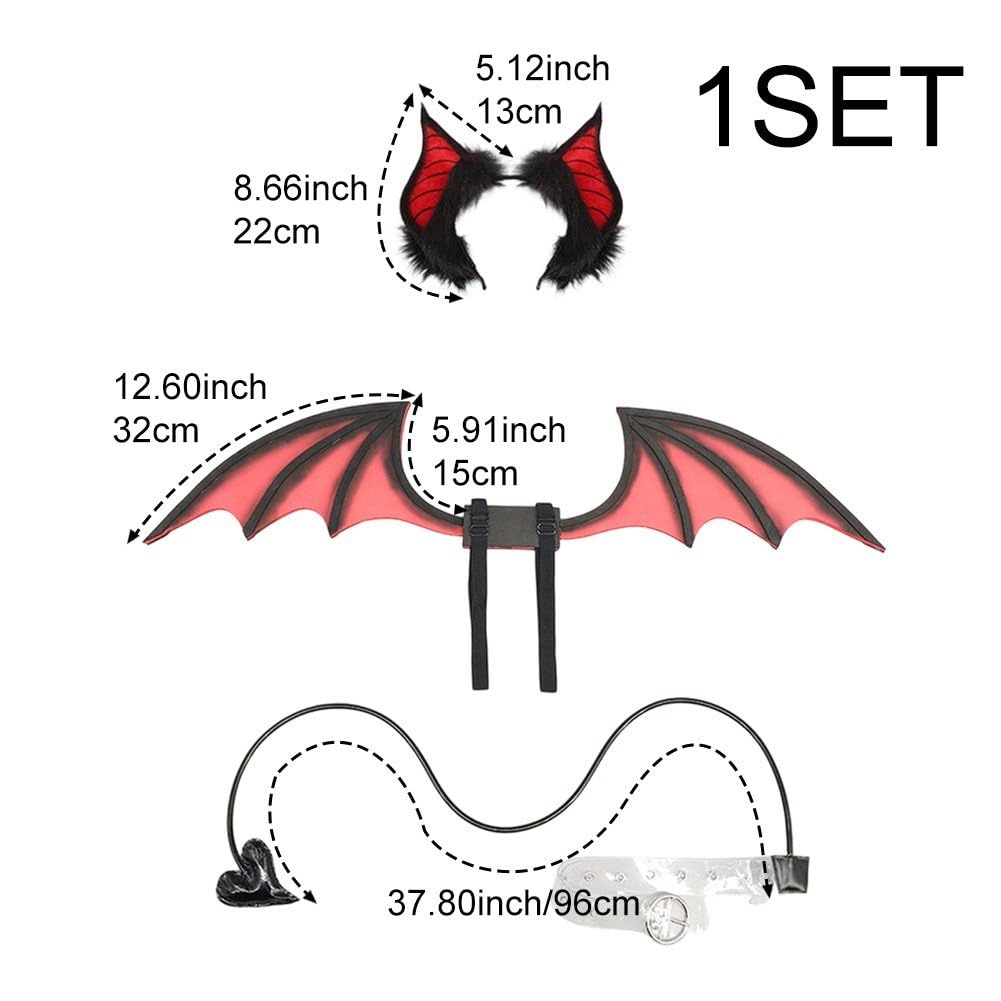 Ulxkmt Halloween Bat Costumes Set with Bat Hairbands Wings Tail Halloween Party Cosplay Costume Props Halloween Carnival Accessories for Women