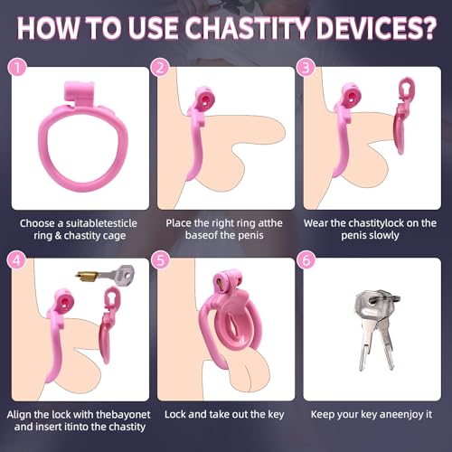 Image of 3D Printed Lightweight Pink Cage Male Chastity Devices Lock 4 Rings Virginity for Sissy Men