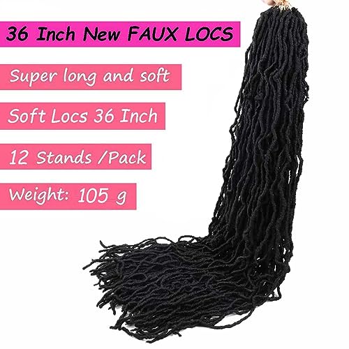 4 Packs Soft Locs Crochet Hair Pre Looped 36 Inch Long Faux Locs Crochet Braids Curly Wavy Goddess Locs Dreadlocs Synthetic Hair For Black Women (1B, 36 Inch(Pack Of 4)) #TOP1
