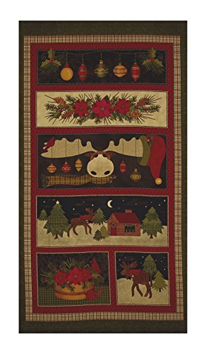 Benartex Multi Moose for Christmas 23in Panel Fabric