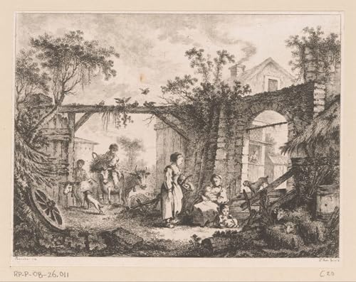 Pintura lienzo Veduta di un cortile de Richard De Saint Non cuadro decorativo para oficina 60x90cm