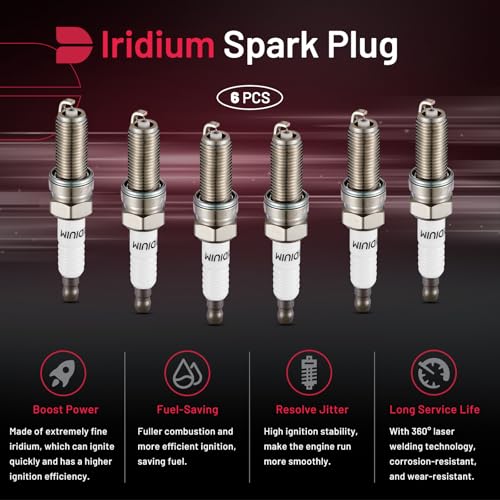 Image of BDFHYK Iridium Spark Plugs 6 Pack 93175 Compatible with Honda 2008-2017 Accord 3.5L, for Odyssey 2008-2019, for Pilot 2009-2019, Compatible with Ram 1500 2013-2019 Replacement for LKR7DIX11S