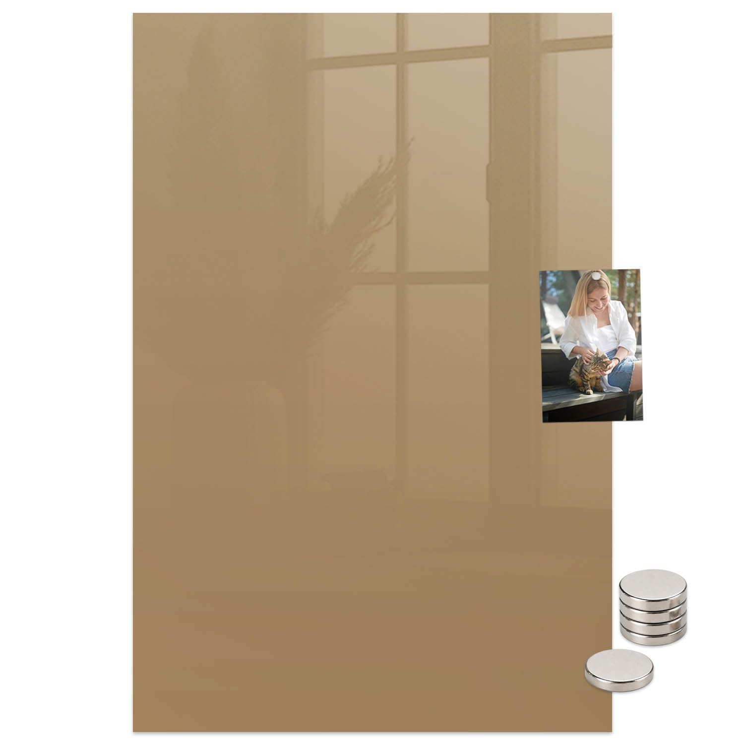 Magnettafel für Schule Gastronomie und Büro 60x90 Dunkelbeige Farbe | Pinnwand | Glas | Memo | Organizer | Planer | Sicherheitsglas | Paneel | Infoboard | Wochenplaner | Terminkalender