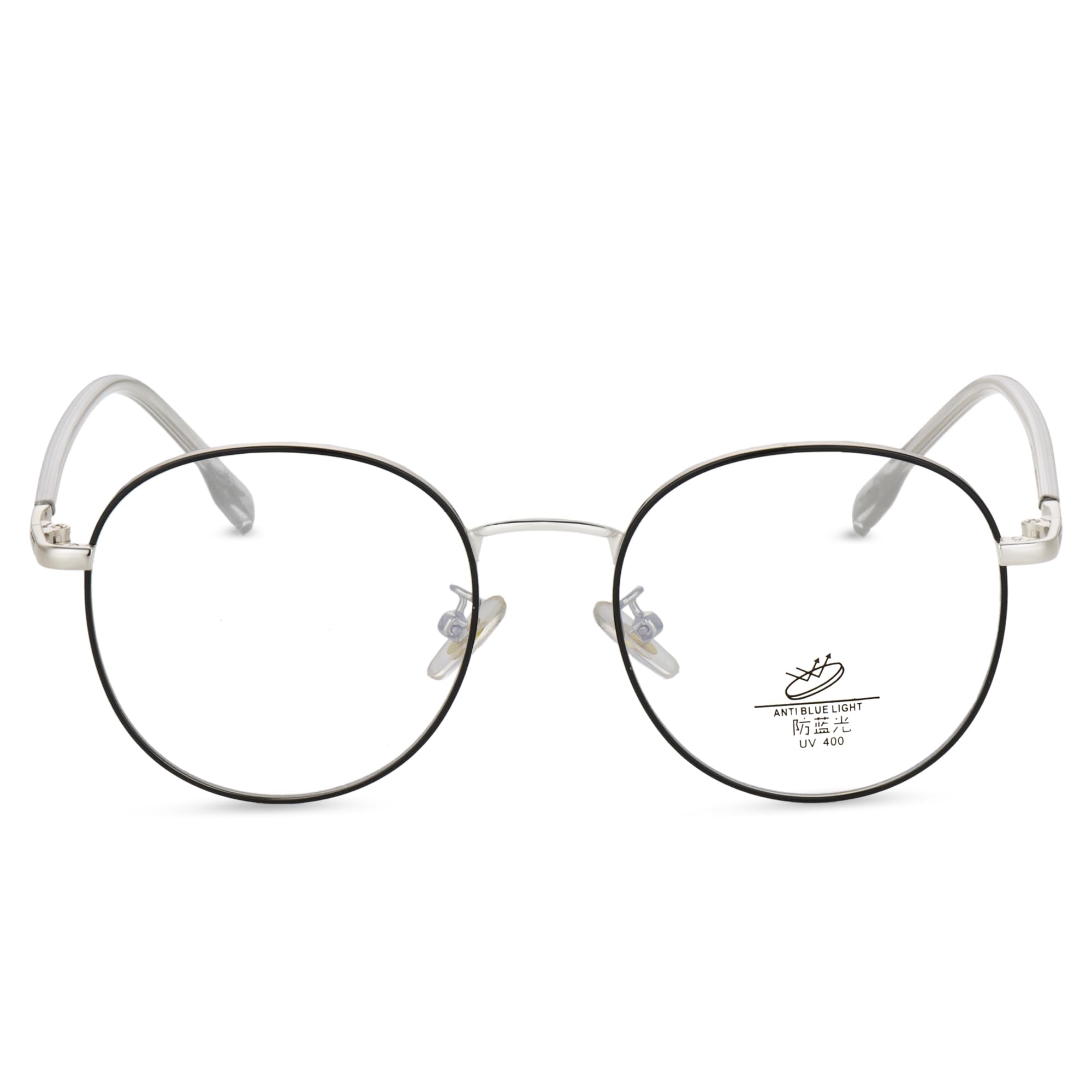 VAST Premium Blue Light Blocking Glasses | Gaming Filter | Transparent Round Metal Eyeglasses for Eye Protection | Eyewear For Men Women, Specs Frame For Computer/Laptop/Mobile/TV (BLACK SILVER ROUND) (B0CZTSHNQV) Amazon Price History, Amazon Price Tracker