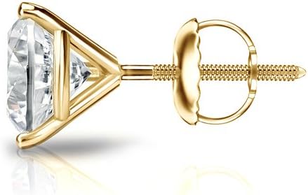 Diamond Wish 10k Gold Round SINGLE Diamond Stud Earring (0.08cttw, Good, I2-I3) 3-Prong Martini Set, Screw-Back - Image 2