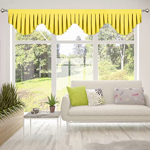 Oyring Blackout Valances For Windows Energy Efficient Rod Pocket Curtain Valance For Living Room Kitchen And Bedroom, Width 98 Inch (Bright Yellow, 1 Panel) #TOP4