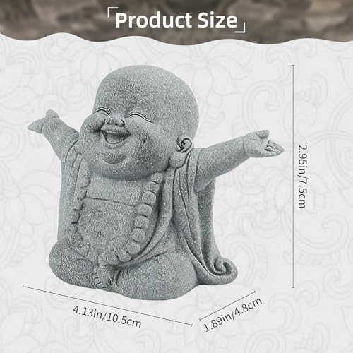 Estatua de Buda Risueño en Piedra Arenisca PineHaven miniatura 2