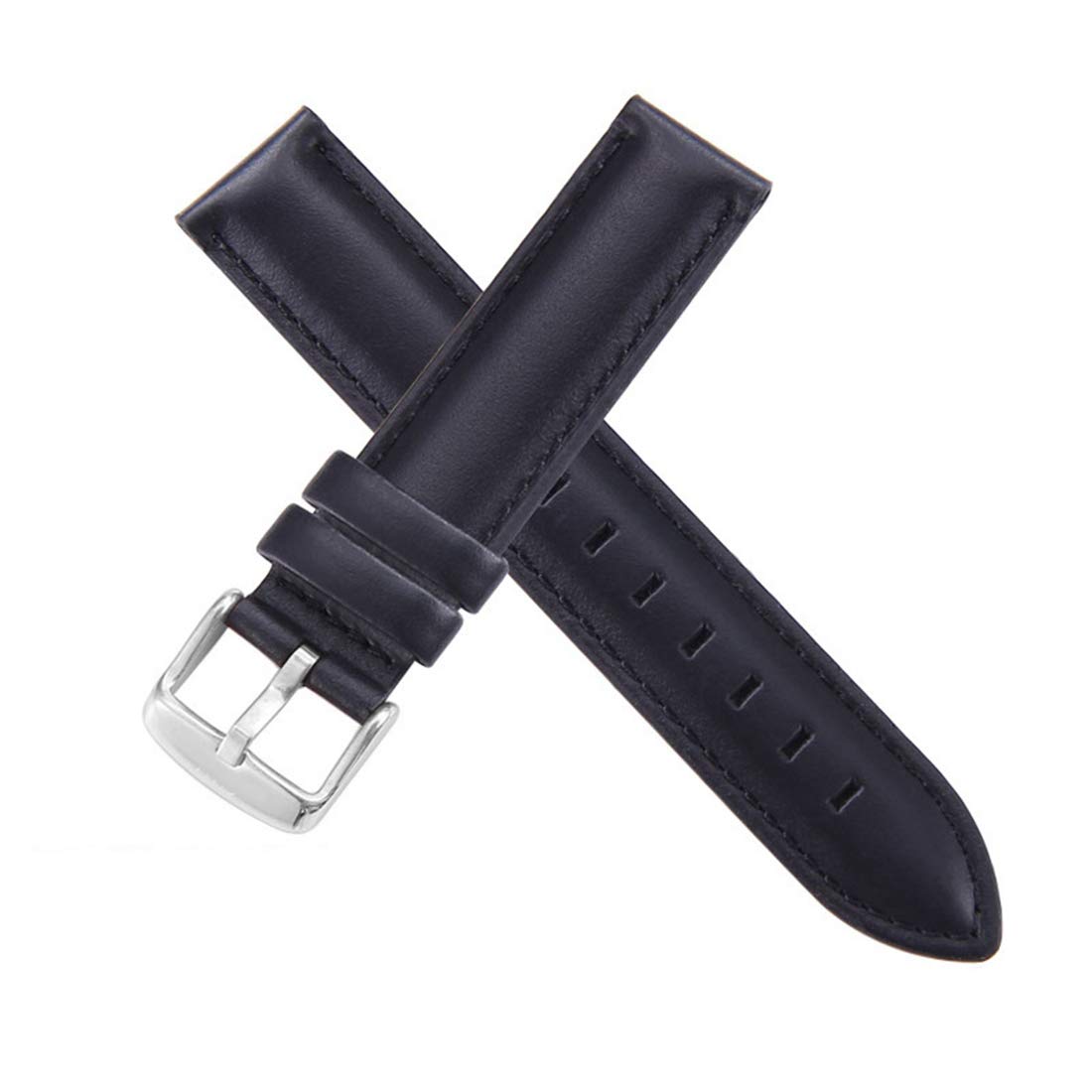 Bracelet de montre en cuir homme 20mm 22mm noir avec boucle acier inoxydable