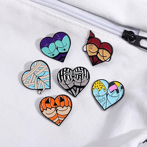 Halloween Pin Brooch Spider Bat Horror Enamel Pin Sets for Women Men Gothic Heart Lapel Badge Pins for Clothes Suits Backpacks Holiday Party Jewelry Gift 6 Pcs/set3