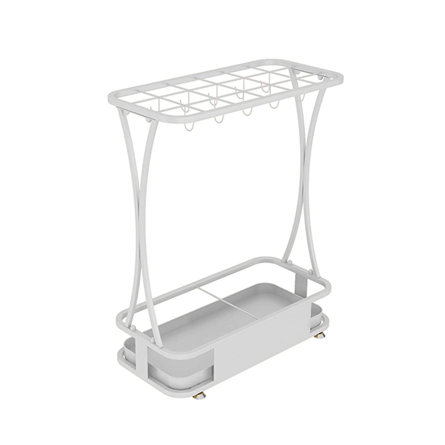 GHHVFEC Metal Umbrella Stand Rack with Hook and Removable Drip Tray for Entryway, Office, Hallway
