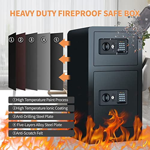 3.6 Cubic Extra Large Safe Box Fireproof Waterproof, 83 Lb Heavy Duty Fireproof Safe With Inner Cabinet Box, Anti-Theft Double Door Security Home Safe For Money Jewelry Documents Valuables #TOP1
