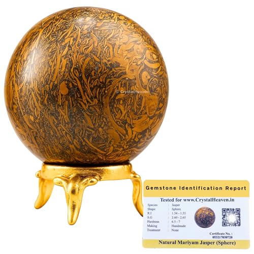 Image of Certified Mariyam Jasper Crystal Ball for Meditation - Premium Crystal Vastu Items for Home and Feng Shui Items for Good Luck - Ideal for Pooja Supplies and Spiritual Practices (2 inch Inch)