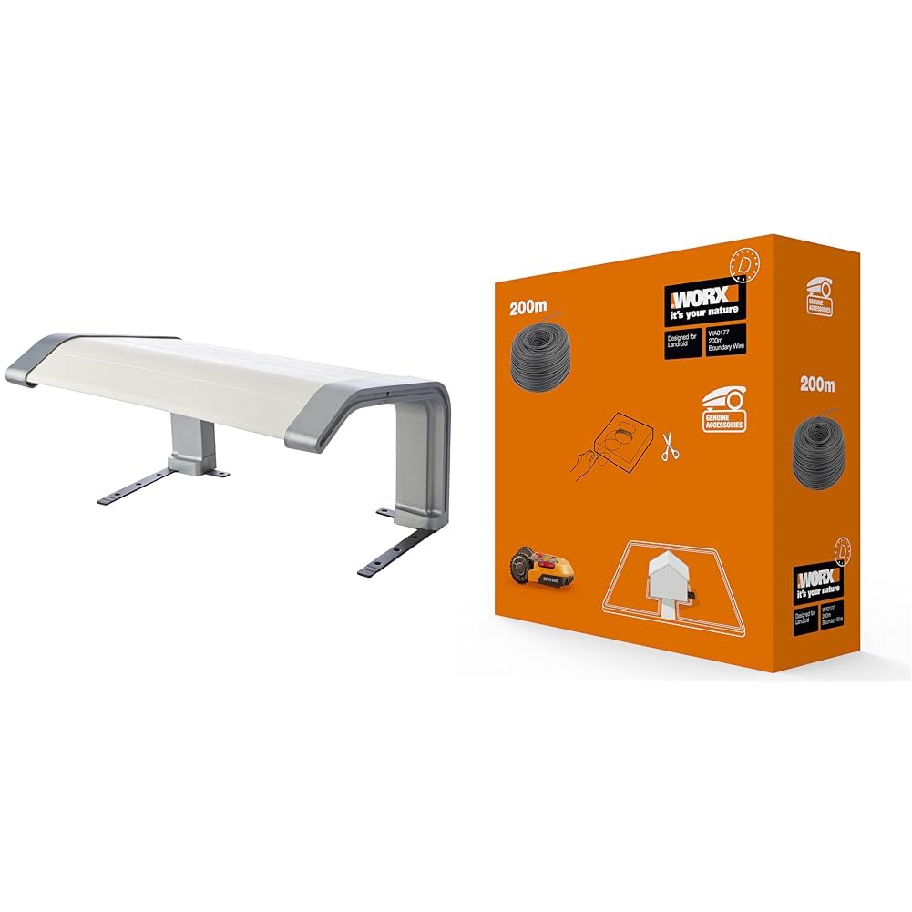 WORX - Garage avec Toit Rigide pour Tondeuse Robot WORX LANDROID - WA0194 & Bobine de câble périphérique - 200 mètres - WA0177
