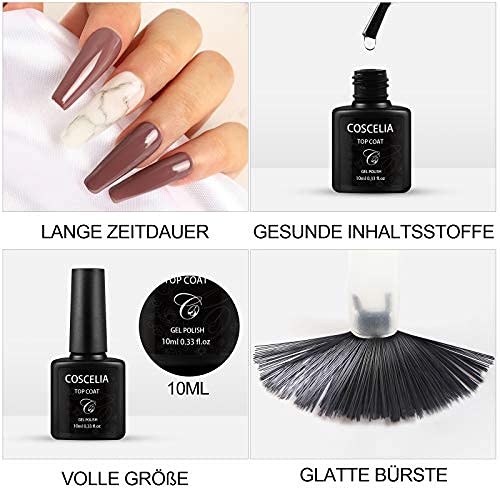 COSCELIA UV Gel Top Coat Base Coat Set UV LED Gel Gel Nagels Top Coat en Base Coat Set Nail Gel Gel Polish - Afbeelding 5