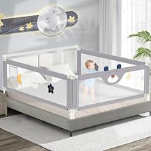JWPEHOE 3-Piece Bed Rail for Toddlers with Headboard Rod, Adjustable Baby Bed Rail Guard, Twin/Full/Queen/King Size Bed 3, 78.7 * 78.7 * 59 Inch- Queen Size