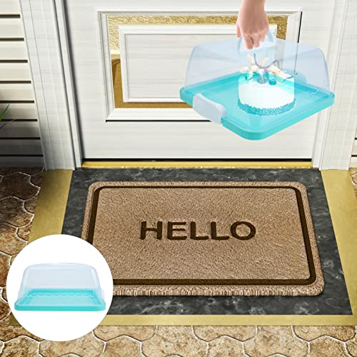 Lifkome Cake Carrier Storage Container Portable Cake Saver With Handle Clear Square Cake Keeper For Transport Packaging Sky- Blue #TOP5