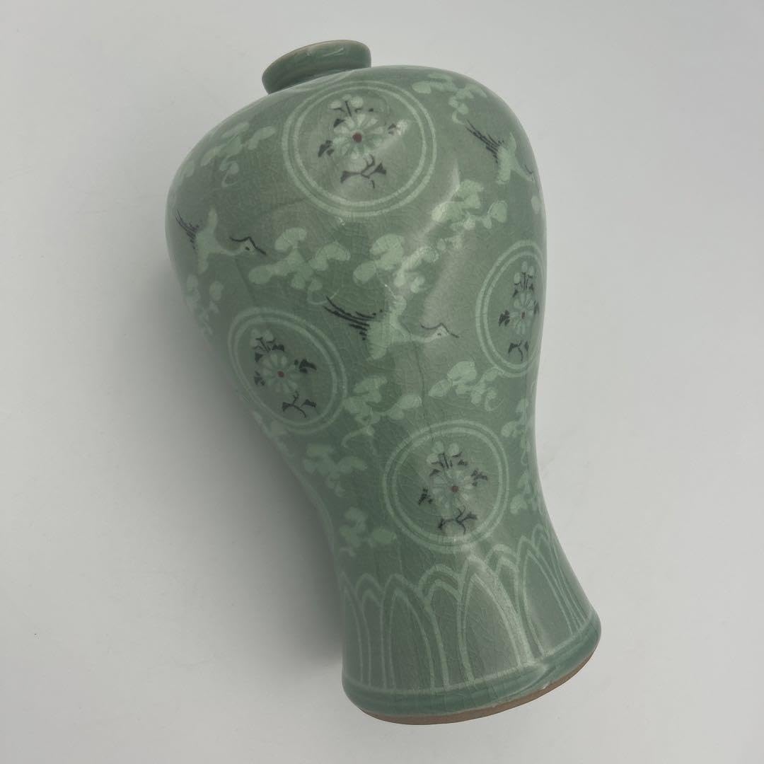 Amazon.co.jp: 1665 壷 花瓶 高麗青磁 鳥 鶴 : ホーム＆キッチン
