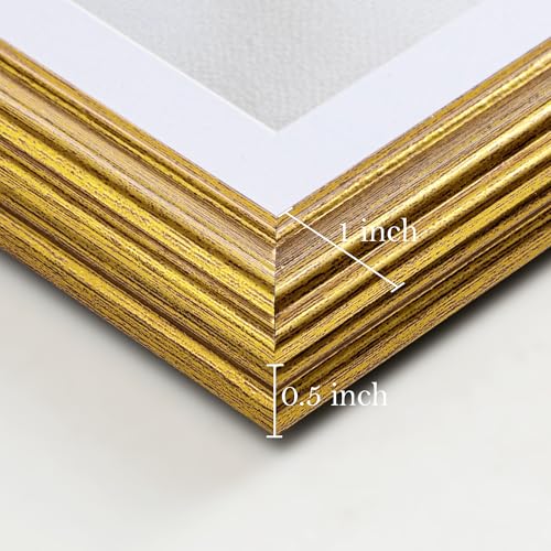 Image of eletecpro 5x7 Gold Picture Frames Set of 4, Vintage Photo Frames with Clear Acrylic Cover, Gallery Wall Art Display 4x6 Photo with Mat or 5x7 without Mat for Tabletop and Wall Mount, Home Decor