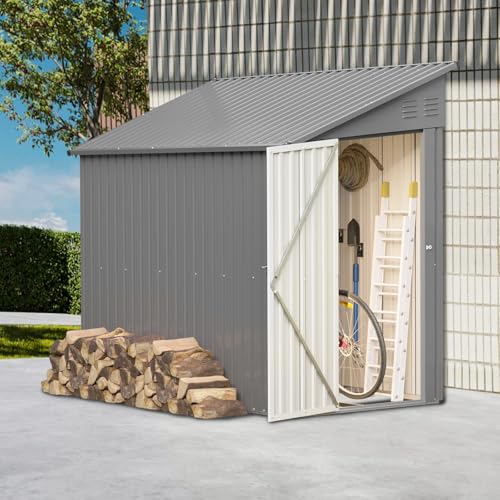 4x8 Ft Outdoor Metal Lean to Storage Shed - Garden