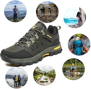 VTASQ Men's Hiking Shoes,Outdoor Hiking Shoes,Breathable Lightweight Walking Shoes,Non-Slip,All-Weather Trekking Shoes Green 39EU