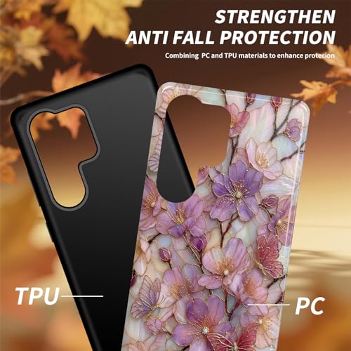 Coque Samsung S26 Ultra double couche fleur contre les chutes