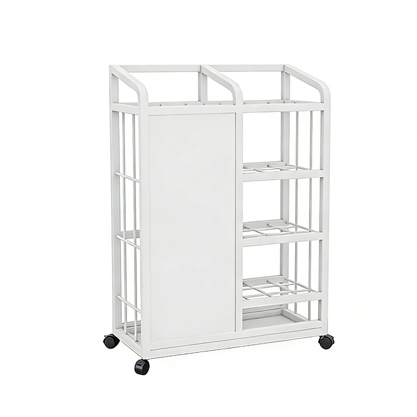 WXPGFEQ Rolling Umbrella Holder for Entryway, Metal Umbrella Stand Shelf with Wheels, Commercial, Entryway Umbrella Basket for Hotel Lobby, Office, Mall(White,100cm/39.4in)