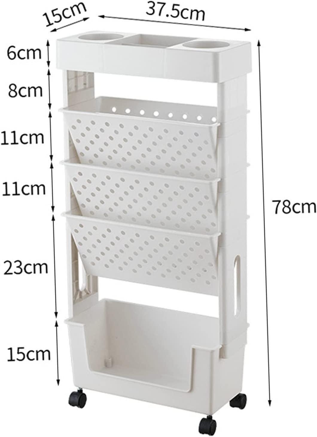 Amazon｜移動可能な本棚カート、5段プラスチックローリング