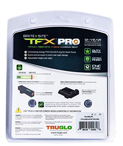 Image of Truglo TFX PRO Handgun Sight, Glowing Shock Proof Tritium and Fiber Optic Night Sight for Handguns, Compact, Durable, and Snag Free Sight