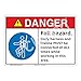 Danger Fall Hazard Sign (F1254-)|Plastic 14" X 10" with Corner Mounting Holes|ANSI Signs|Sign for Warehouses, Manufacturing, Factories, Construction Area, Workplace, Laboratory