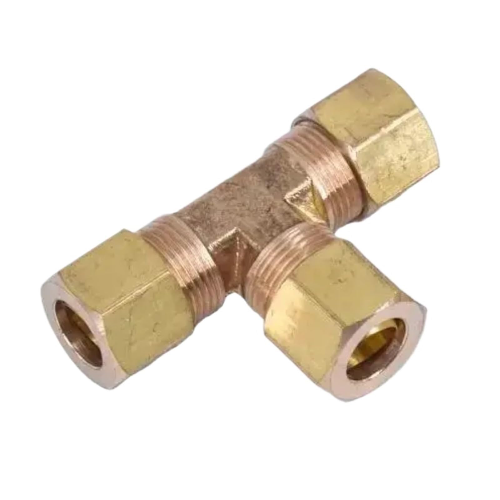 3 Way Hose Connectors Fittings Tee Plumbing Tube Brass 3 Ways Compression Union Fitting Water Gas Oil Connector(15.88mm 5l8 Inch,1pcs)