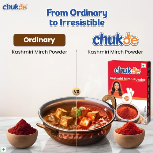 Image of Chukde Kashmiri Lal Mirch Powder, 100g | Natural Rich Red Colour Chilli Powder | Ideal for Tandoori, Punjabi Curries & Marinades | Mild Spicy | No Artificial Colour Added (Pack of 2)