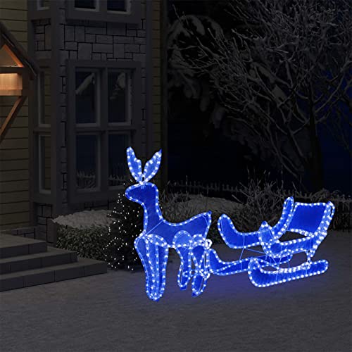 Chusui Weihnachtsbeleuchtung Rentier und Schlitten mit Mesh 432 LEDs, LED...