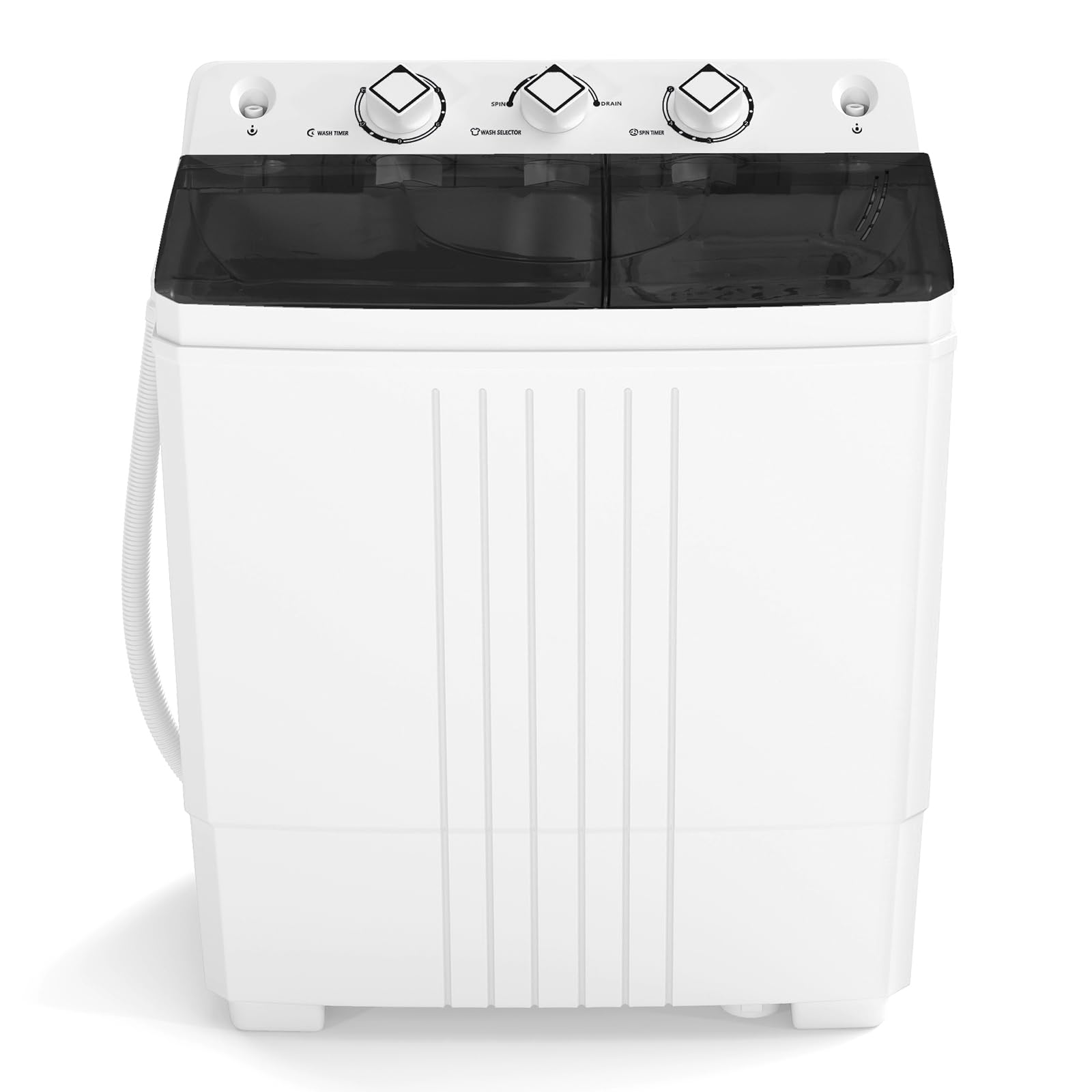 COSTWAY Portable Washing Machine, Twin Tub 20Lbs Capacity, Compact Laundry Washer(12Lbs) and Spinner(8Lbs), Durable Design for Apartment Dorm RV, Black+White