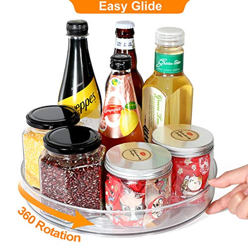Lazy Susan Condiments Organizer, Spice Rack Storage Turntable For Cabinet,Fridge,Countertop,Pantry,Bathroom,11 Inch Round, Clear #TOP1