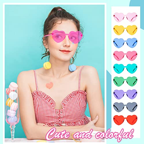 QYVEWY 20 Pack Heart Sunglasses for Women Candy Transparent Rimless Bulk Heart Shaped Glasses for Bachelorette Party Favors (Multicolor) by QYVEWY - Used condition - Image 5