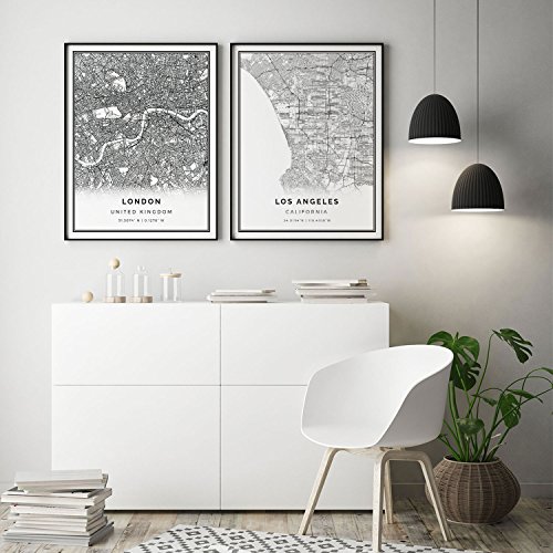 Squareious London Map Poster Print | Modern Black And White Wall Art | Scandinavian Home Decor | United Kingdom City Prints Artwork | Fine Art Posters 8.5X11 #TOP3