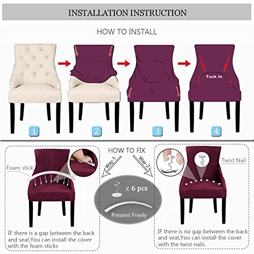 Wingback Dining Chair Covers, High Stretch Wing Chair Slipcover Chair Protector Seat Cover - Image 4
