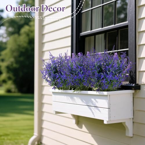 RAINFLOW 7 Pcs Artificial Lavender Flowers - Artificial Flowers for Outdoors Faux Lavender Plants Uv Resistant Plastic Purple Fake Flower for Outside Indoor Porch Patio Window Plan image 8