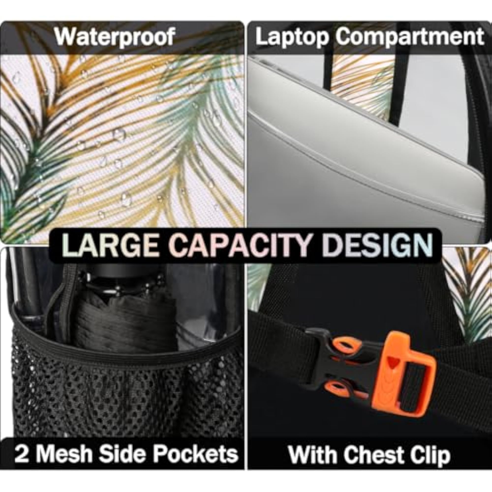 Peacock Feather Heavy Duty Transparent Backpack